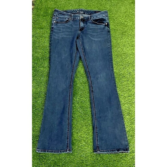 Seven7 Womens Y2K Jeans Blue 5 Pocket Slim Bootcut Denim Jeans Size 12 Sequin - Picture 2 of 9